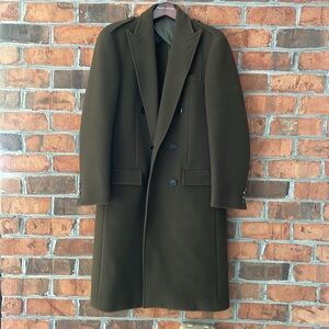 Men's Double-Breasted Olive Coat